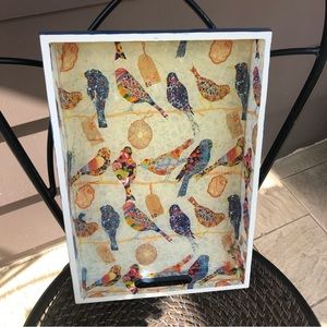 Bird Pattern Wood Tray